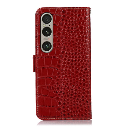 For Sony Xperia 1 VI Crocodile Top Layer Cowhide Leather Phone Case(Red) - Sony Cases by buy2fix | Online Shopping UK | buy2fix