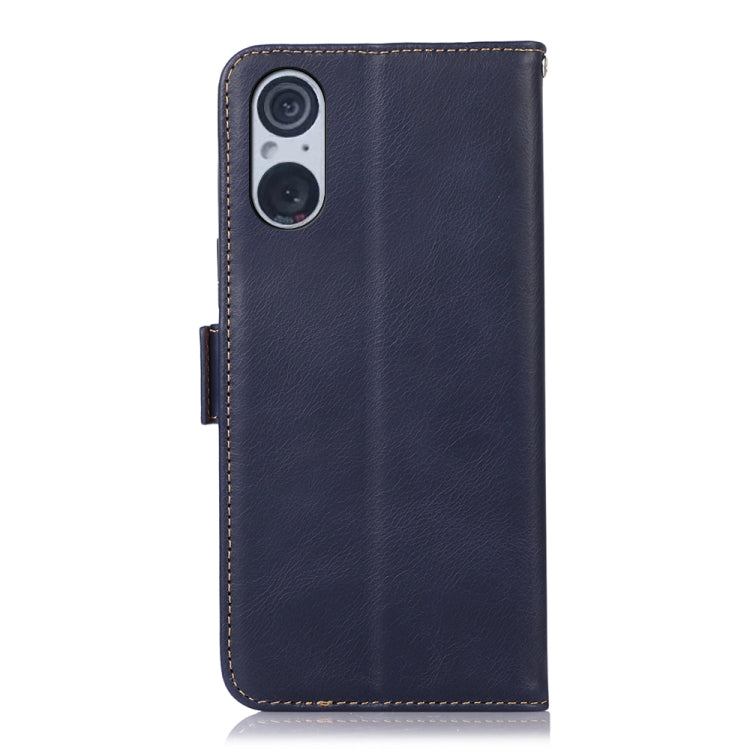 For Sony Xperia 5 V Crazy Horse Top Layer Cowhide Leather Phone Case(Blue) - Sony Cases by buy2fix | Online Shopping UK | buy2fix