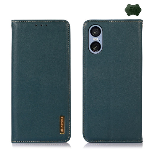 For Sony Xperia 5 VI KHAZNEH Nappa Top Layer Cowhide Leather Phone Case(Green) - Sony Cases by buy2fix | Online Shopping UK | buy2fix