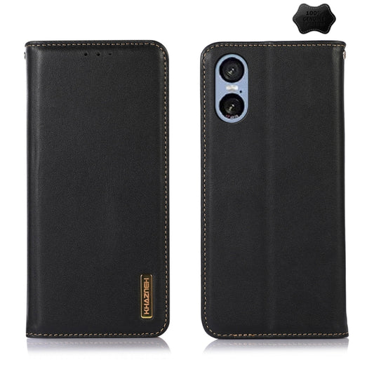 For Sony Xperia 5 VI KHAZNEH Nappa Top Layer Cowhide Leather Phone Case(Black) - Sony Cases by buy2fix | Online Shopping UK | buy2fix
