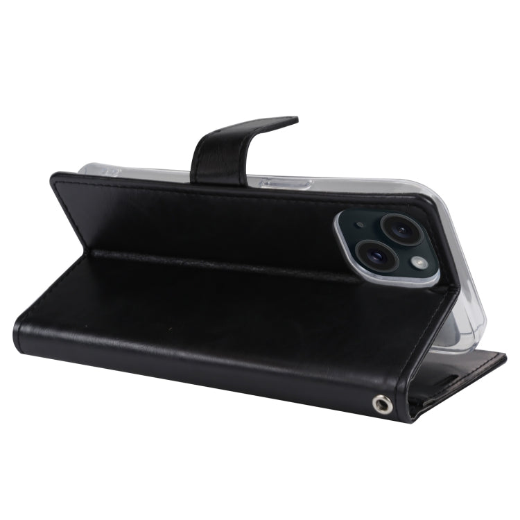 For iPhone 15 GOOSPERY BLUE MOON Crazy Horse Texture Leather Phone Case(Black) - iPhone 15 Cases by GOOSPERY | Online Shopping UK | buy2fix