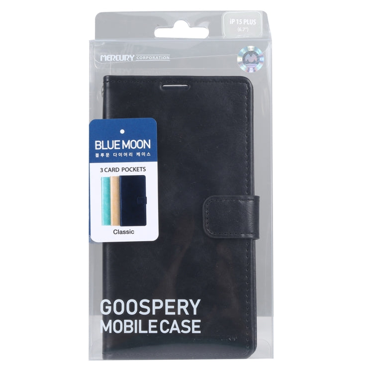 For iPhone 15 GOOSPERY BLUE MOON Crazy Horse Texture Leather Phone Case(Black) - iPhone 15 Cases by GOOSPERY | Online Shopping UK | buy2fix