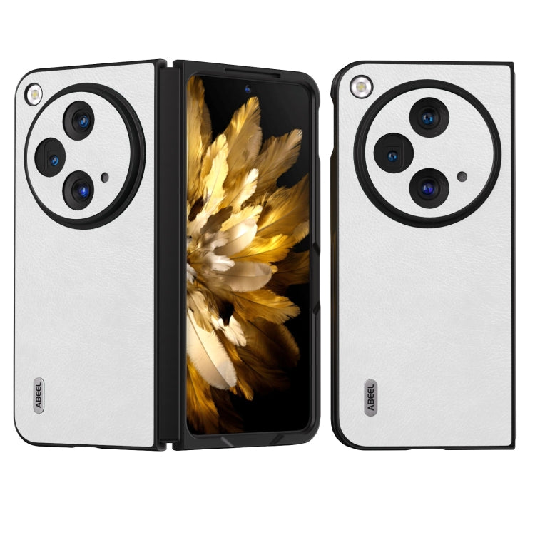 For OPPO Find N3 / OnePlus Open ABEEL Dual Color Lichi Texture PU Phone Case(White) - OPPO Cases by buy2fix | Online Shopping UK | buy2fix