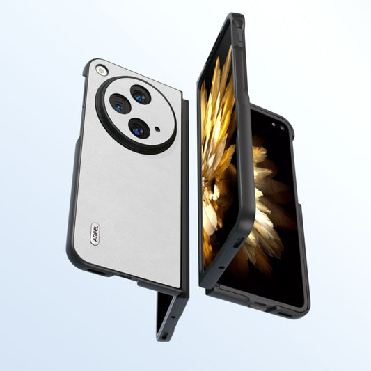For OPPO Find N3 / OnePlus Open ABEEL Dual Color Lichi Texture PU Phone Case(White) - OPPO Cases by buy2fix | Online Shopping UK | buy2fix