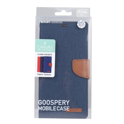 For iPhone 15 Pro GOOSPERY CANVAS DIARY Fabric Texture Flip Leather Phone Case(Navy Blue) - iPhone 15 Pro Cases by GOOSPERY | Online Shopping UK | buy2fix