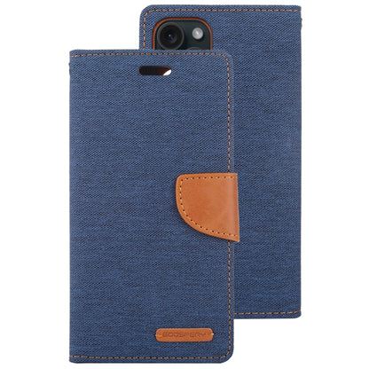 For iPhone 15 Plus GOOSPERY CANVAS DIARY Fabric Texture Flip Leather Phone Case(Navy Blue) - iPhone 15 Plus Cases by GOOSPERY | Online Shopping UK | buy2fix