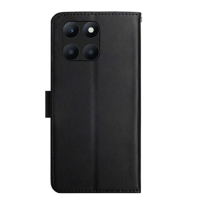 For Honor X6A HT02 Genuine Leather Fingerprint-proof Flip Phone Case(Black) - Honor Cases by buy2fix | Online Shopping UK | buy2fix