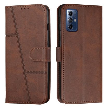For Motorola Moto G Play 5G 2024 Stitching Calf Texture Buckle Leather Phone Case(Brown) by buy2fix