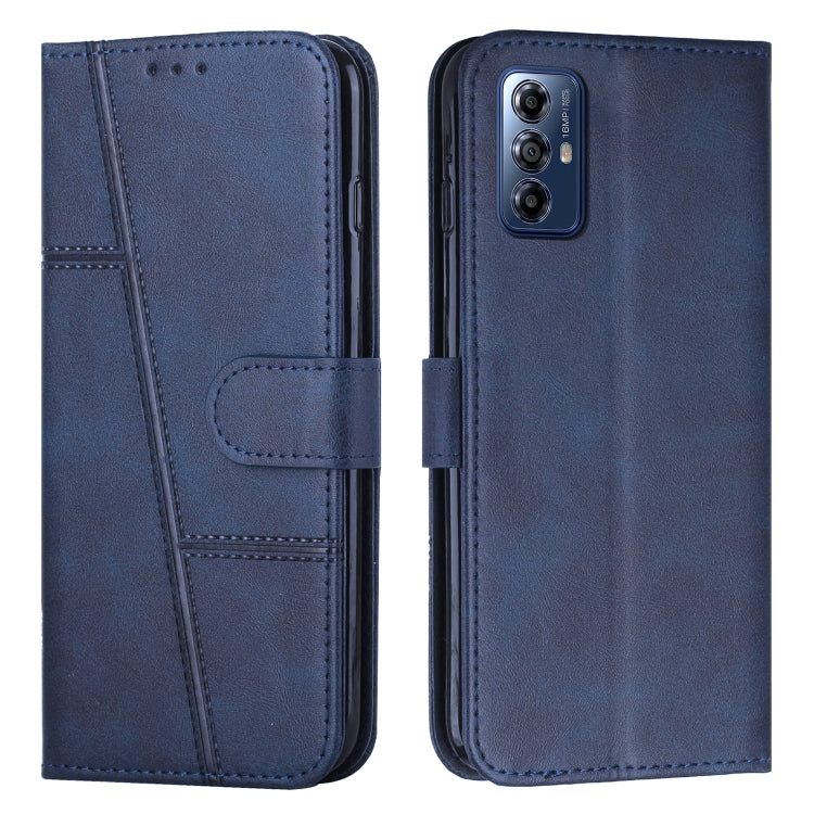 For Motorola Moto G Play 5G 2024 Stitching Calf Texture Buckle Leather Phone Case(Blue) by buy2fix