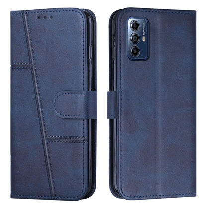 For Motorola Moto G Play 5G 2024 Stitching Calf Texture Buckle Leather Phone Case(Blue) by buy2fix