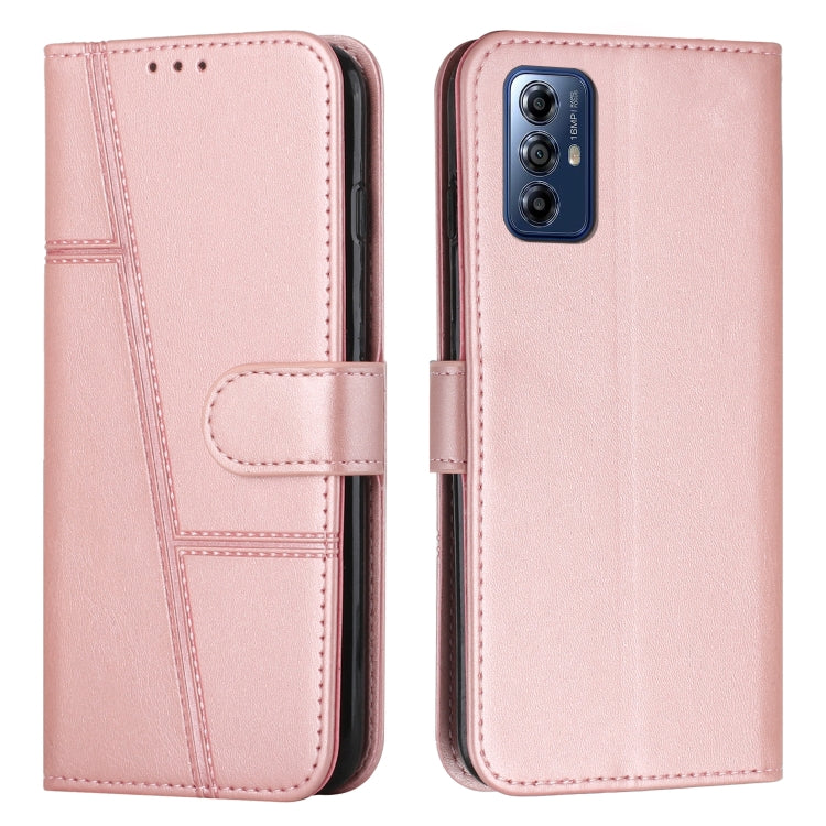 For Motorola Moto G Play 5G 2024 Stitching Calf Texture Buckle Leather Phone Case(Rose Gold) by buy2fix