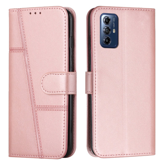 For Motorola Moto G Play 5G 2024 Stitching Calf Texture Buckle Leather Phone Case(Rose Gold) by buy2fix