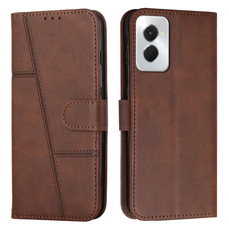 For Motorola Moto G Power 2024 Stitching Calf Texture Buckle Leather Phone Case(Brown) by buy2fix