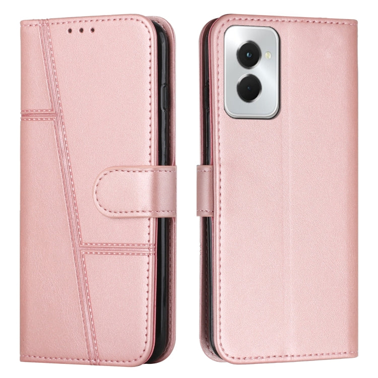 For Motorola Moto G Power 2024 Stitching Calf Texture Buckle Leather Phone Case(Rose Gold) by buy2fix