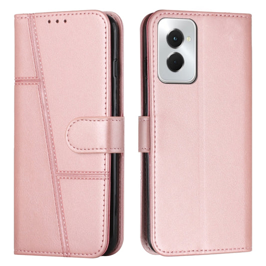 For Motorola Moto G Power 2024 Stitching Calf Texture Buckle Leather Phone Case(Rose Gold) by buy2fix