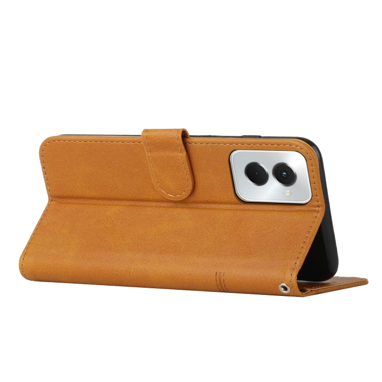 For Motorola Moto G Power 2024 Stitching Calf Texture Buckle Leather Phone Case(Yellow) by buy2fix