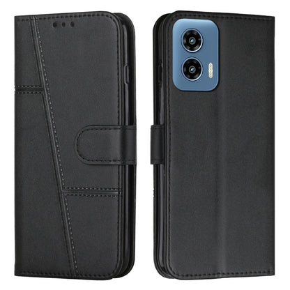 For Motorola Moto G Play 5G 2024/G 5G 2024 Stitching Calf Texture Buckle Leather Phone Case(Black) by buy2fix