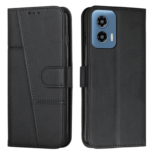 For Motorola Moto G Play 5G 2024/G 5G 2024 Stitching Calf Texture Buckle Leather Phone Case(Black) by buy2fix