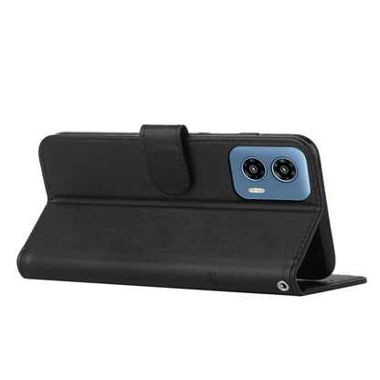 For Motorola Moto G Play 5G 2024/G 5G 2024 Stitching Calf Texture Buckle Leather Phone Case(Black) by buy2fix