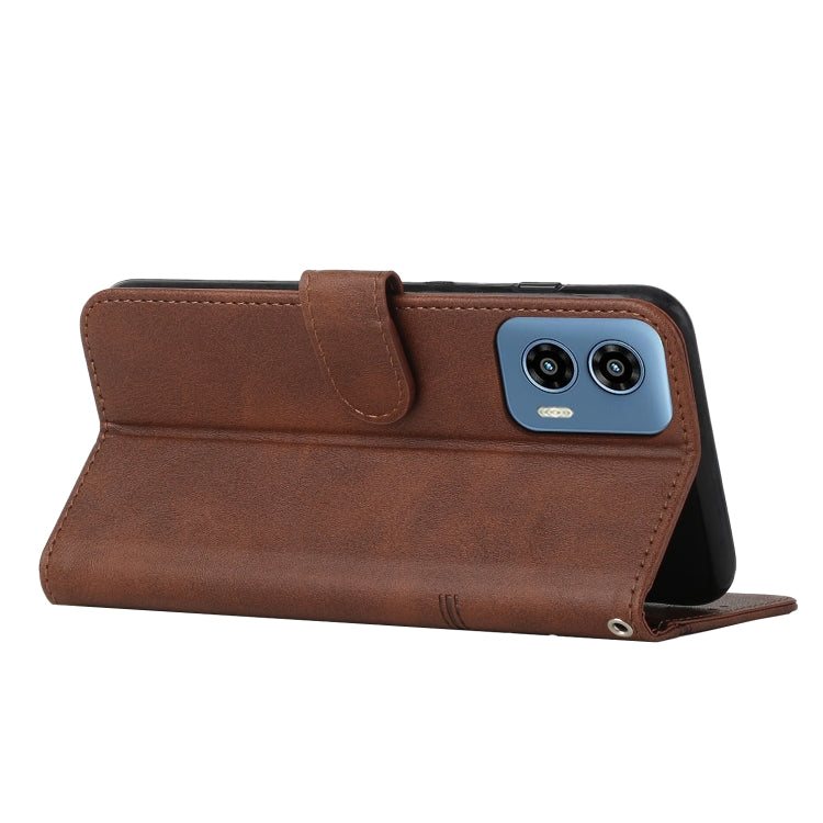 For Motorola Moto G Play 5G 2024/G 5G 2024 Stitching Calf Texture Buckle Leather Phone Case(Brown) by buy2fix