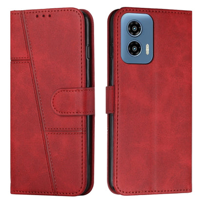 For Motorola Moto G Play 5G 2024/G 5G 2024 Stitching Calf Texture Buckle Leather Phone Case(Red) by buy2fix