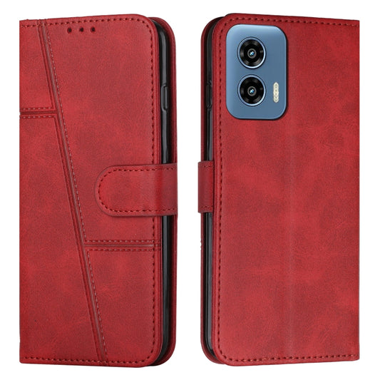 For Motorola Moto G Play 5G 2024/G 5G 2024 Stitching Calf Texture Buckle Leather Phone Case(Red) by buy2fix