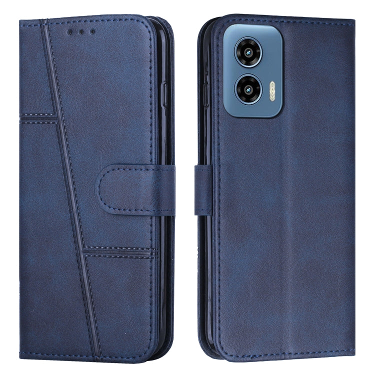 For Motorola Moto G Play 5G 2024/G 5G 2024 Stitching Calf Texture Buckle Leather Phone Case(Blue) by buy2fix