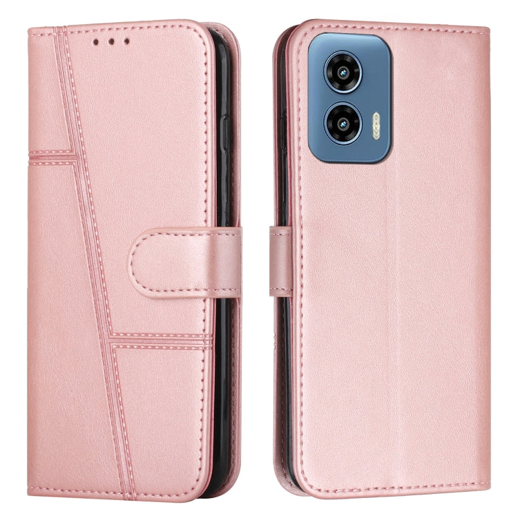 For Motorola Moto G Play 5G 2024/G 5G 2024 Stitching Calf Texture Buckle Leather Phone Case(Rose Gold) by buy2fix