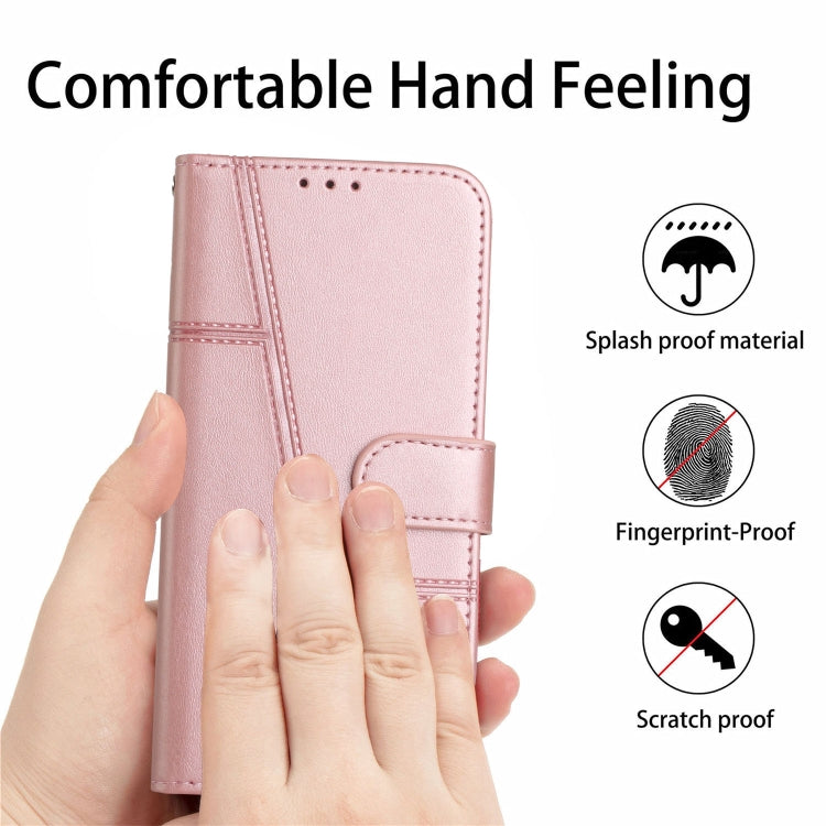 For Motorola Moto G Play 5G 2024/G 5G 2024 Stitching Calf Texture Buckle Leather Phone Case(Rose Gold) by buy2fix