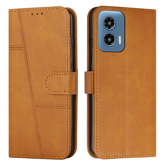 For Motorola Moto G Play 5G 2024/G 5G 2024 Stitching Calf Texture Buckle Leather Phone Case(Yellow) by buy2fix