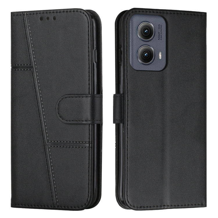 For Motorola Edge 2024 Stitching Calf Texture Buckle Leather Phone Case(Black) by buy2fix