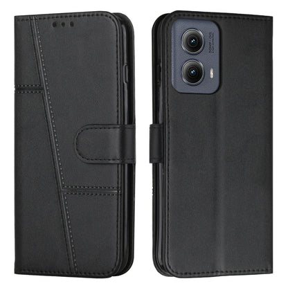 For Motorola Edge 2024 Stitching Calf Texture Buckle Leather Phone Case(Black) by buy2fix