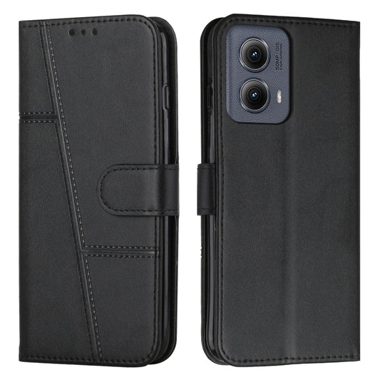 For Motorola Edge 2024 Stitching Calf Texture Buckle Leather Phone Case(Black) by buy2fix