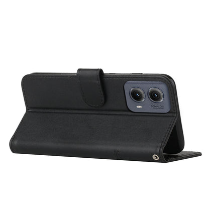 For Motorola Edge 2024 Stitching Calf Texture Buckle Leather Phone Case(Black) by buy2fix
