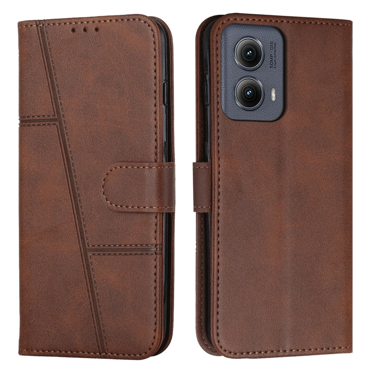 For Motorola Edge 2024 Stitching Calf Texture Buckle Leather Phone Case(Brown) by buy2fix