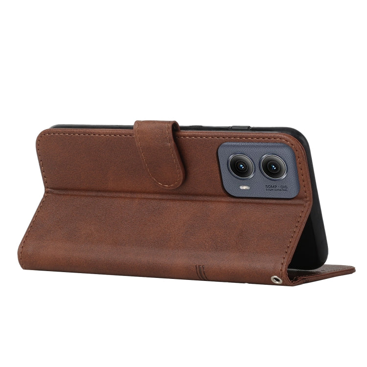 For Motorola Edge 2024 Stitching Calf Texture Buckle Leather Phone Case(Brown) by buy2fix