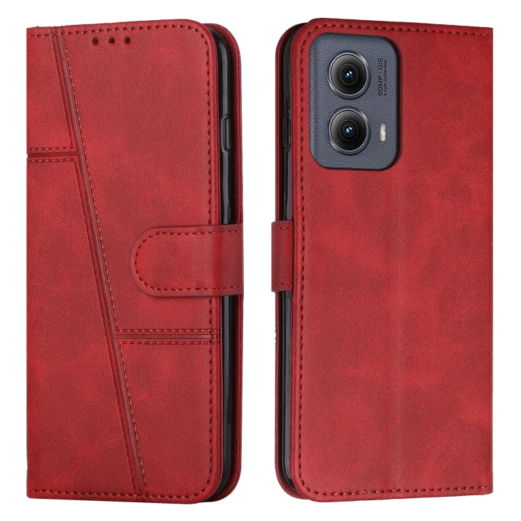 For Motorola Edge 2024 Stitching Calf Texture Buckle Leather Phone Case(Red) by buy2fix