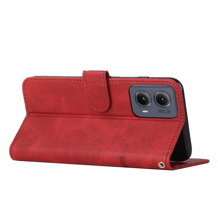 For Motorola Edge 2024 Stitching Calf Texture Buckle Leather Phone Case(Red) by buy2fix