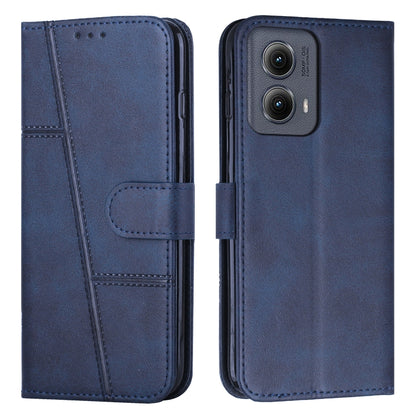 For Motorola Edge 2024 Stitching Calf Texture Buckle Leather Phone Case(Blue) by buy2fix