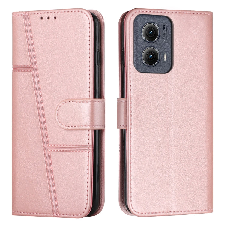 For Motorola Edge 2024 Stitching Calf Texture Buckle Leather Phone Case(Rose Gold) by buy2fix