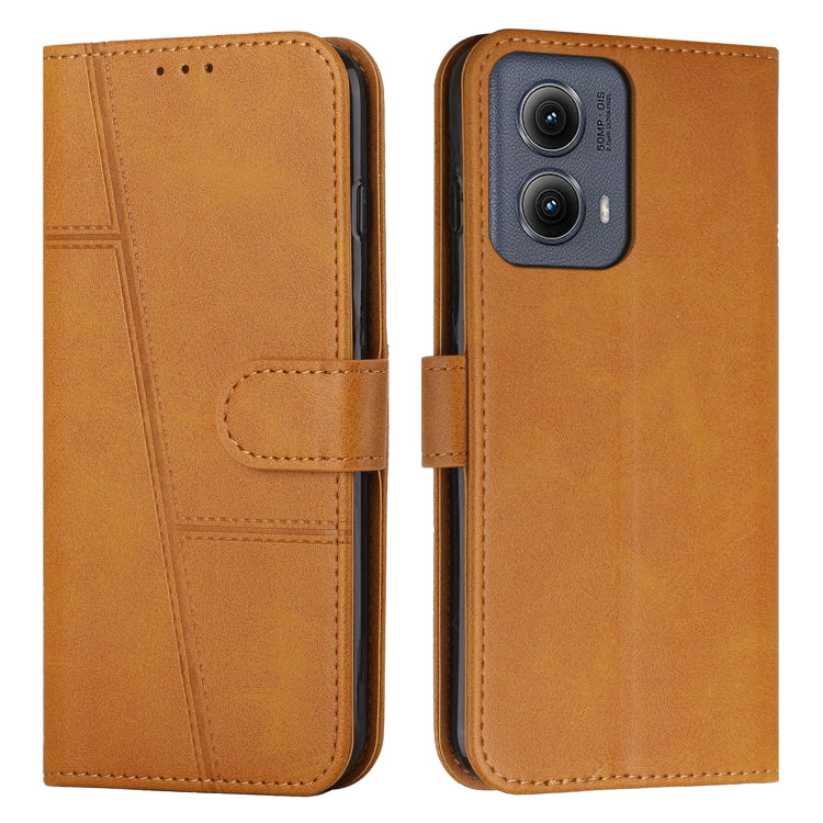 For Motorola Edge 2024 Stitching Calf Texture Buckle Leather Phone Case(Yellow) by buy2fix