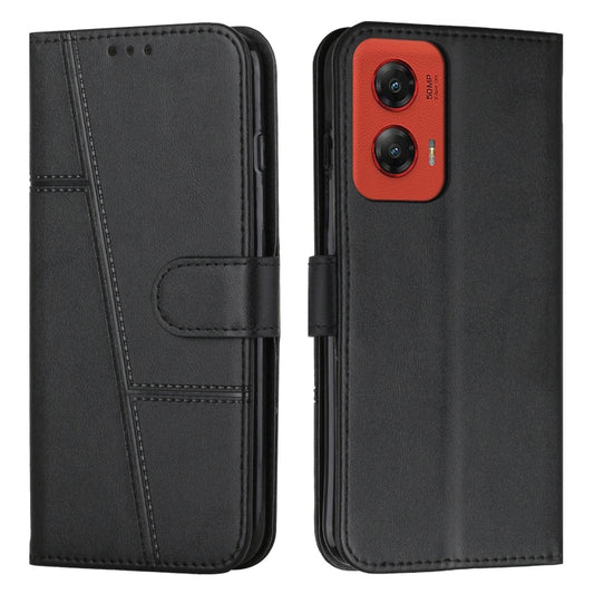 For Motorola Moto G Stylus 5G 2024 Stitching Calf Texture Buckle Leather Phone Case(Black) by buy2fix