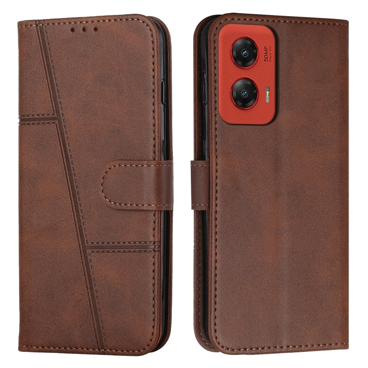 For Motorola Moto G Stylus 5G 2024 Stitching Calf Texture Buckle Leather Phone Case(Brown) by buy2fix