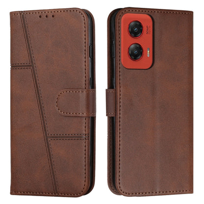 For Motorola Moto G Stylus 5G 2024 Stitching Calf Texture Buckle Leather Phone Case(Brown) by buy2fix