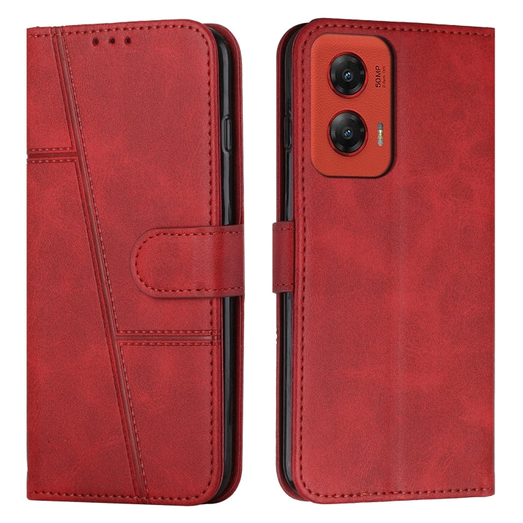 For Motorola Moto G Stylus 5G 2024 Stitching Calf Texture Buckle Leather Phone Case(Red) by buy2fix
