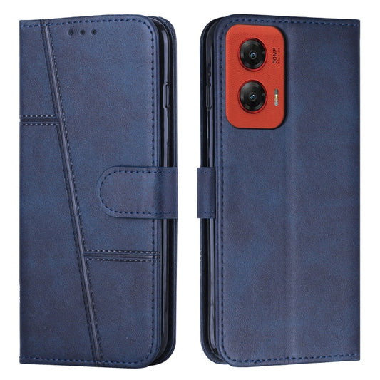 For Motorola Moto G Stylus 5G 2024 Stitching Calf Texture Buckle Leather Phone Case(Blue) by buy2fix