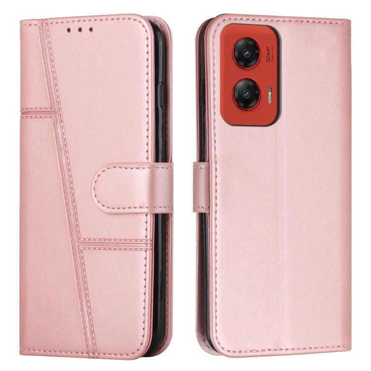 For Motorola Moto G Stylus 5G 2024 Stitching Calf Texture Buckle Leather Phone Case(Rose Gold) by buy2fix