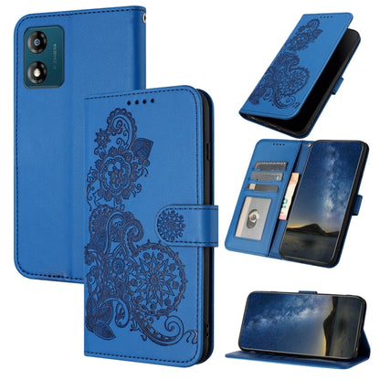 For Motorola Moto E13 Datura Flower Embossed Flip Leather Phone Case(Blue) by buy2fix