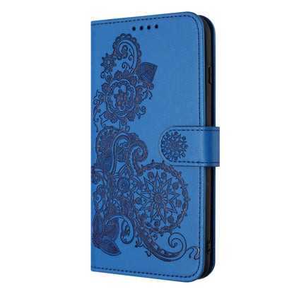 For Motorola Moto E13 Datura Flower Embossed Flip Leather Phone Case(Blue) by buy2fix