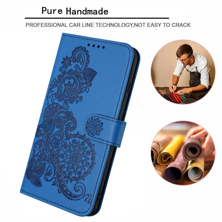For Motorola Moto E13 Datura Flower Embossed Flip Leather Phone Case(Blue) by buy2fix
